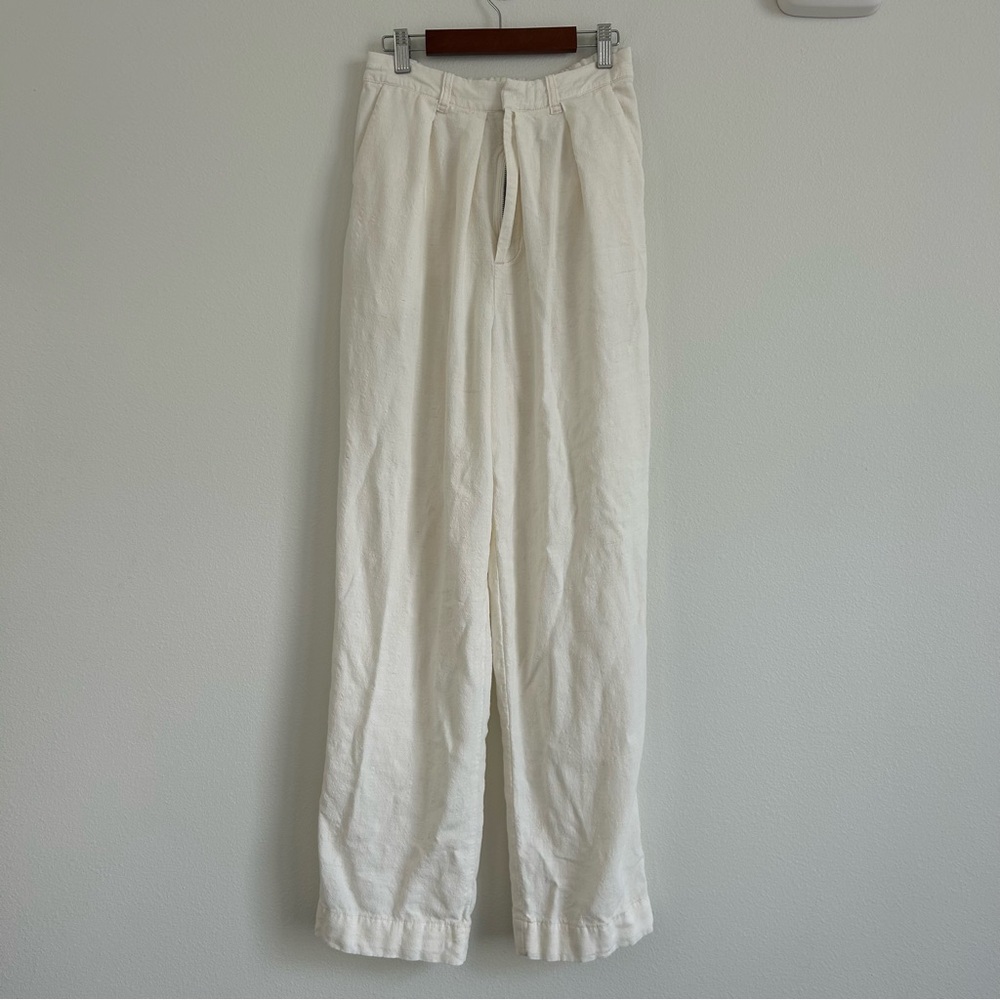 Free People White Straight Leg Trousers- XS